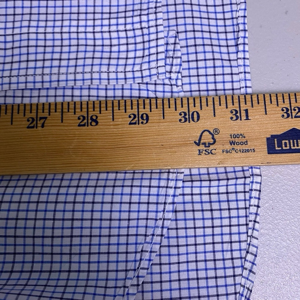 70s Brooks Brothers Shirt 14.5 Mens S/S 6 Button Down Blue Graph Check VGUC - Picture 5 of 9